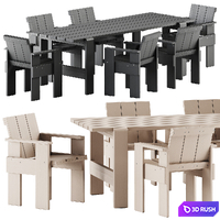 Weekday Table L230 and Crate Outdoor Chair by Hay 3D Model Corona