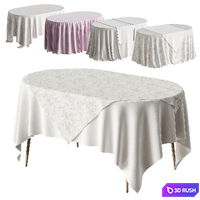 Tablecloth on an oval table 3D Model Vray, Corona