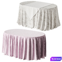 Tablecloth on an oval table 3D Model Vray, Corona