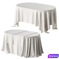Tablecloth on an oval table 3D Model Vray, Corona