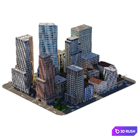 Low poly model of a city block 3D Model