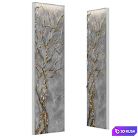Panel with wood decorative 3D Model Vray, Corona