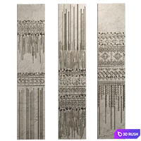 Wall Panels with folk Ornament 3D Model Vray, Corona