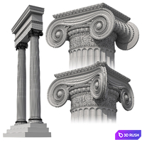 Ionic Order Erechtheion Column 3D Model Corona