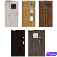 Wooden swing fire doors 3D Model Vray, Corona