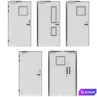 Wooden swing fire doors 3D Model Vray, Corona