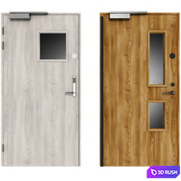 Wooden swing fire doors 3D Model Vray, Corona