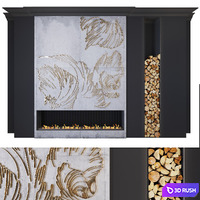 Modern fireplace _ petals 3D Model Vray, Corona