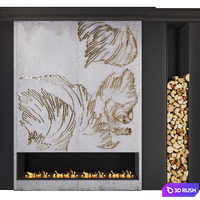 Modern fireplace _ petals 3D Model Vray, Corona