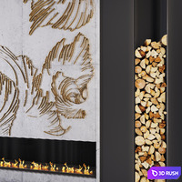 Modern fireplace _ petals 3D Model Vray, Corona