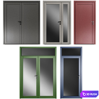 Metal swinging fire doors 3D Model Vray, Corona