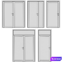 Metal swinging fire doors 3D Model Vray, Corona