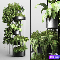 Indoor plant plant stand metal vase 08 3D Model Vray, Corona