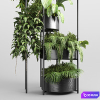 Indoor plant plant stand metal vase 08 3D Model Vray, Corona