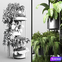 Indoor plant plant stand metal vase 08 3D Model Vray, Corona