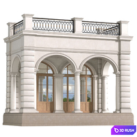 Facade with arched openings and a balcony. Arched Entrance to the house.Classic Porch 3D Model