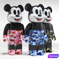 Bearbrick / Bape ABC Camo / Mickey Mouse 3D Model Vray, Corona