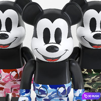 Bearbrick / Bape ABC Camo / Mickey Mouse 3D Model Vray, Corona