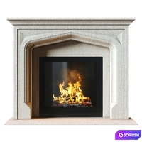 Stone Fireplace 1 3D Model Vray, Corona