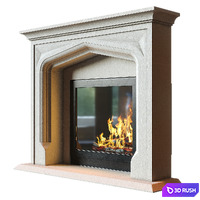 Stone Fireplace 1 3D Model Vray, Corona