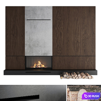 Decorative wall with fireplace set 18 3D Model Vray, Corona