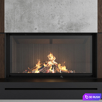 Decorative wall with fireplace set 18 3D Model Vray, Corona