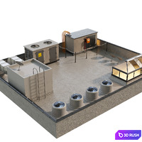 HVAC Rooftop air systems 002 3D Model Vray, Corona