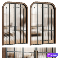 Arched glass door - Interior door 256 - Art deco metal door 3D Model Vray, Corona