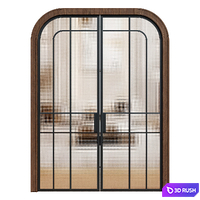Arched glass door - Interior door 256 - Art deco metal door 3D Model Vray, Corona