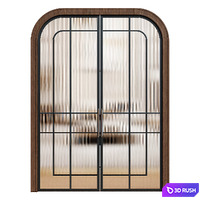 Arched glass door - Interior door 256 - Art deco metal door 3D Model Vray, Corona