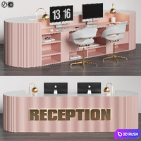 Reception Desk in Pink Tones 3D Model Vray, Corona