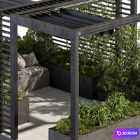Roof Garden and Landscape Furniture with Pergola - Set 38 3D Model Vray, Corona