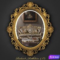 French Style Gold Mirror 3D Model Vray