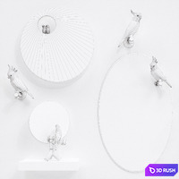 A set of mirrors "The Parrot Party" 3D Model Vray