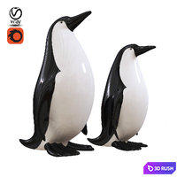 Penguin statuettes 3D Model Vray, Corona