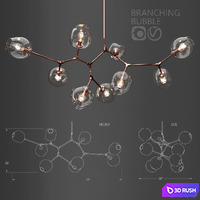 Branching bubble 9 lamps 3D Model Vray, Corona