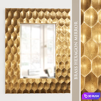 Brass Hexagon Mirror 3D Model Corona