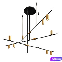 Contemporary Minimalist 9-Light Kitchen Island Pen 3D Model Vray