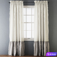 Ruffled Cotton Curtains 3D Model Vray