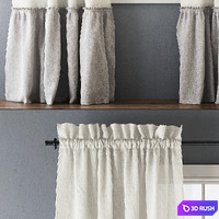 Ruffled Cotton Curtains 3D Model Vray