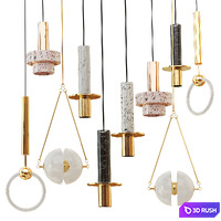 Set from four suspendeds chandeliers in modern style 3D Model