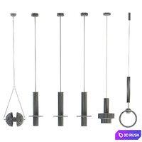 Set from four suspendeds chandeliers in modern style 3D Model Vray