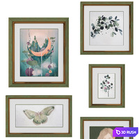 Set of wall paintings 3D Model Corona