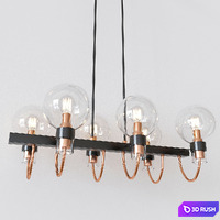 Bauhaus Chandelier with Lights Bronze Satin Brass 3D Model Corona