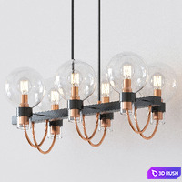 Bauhaus Chandelier with Lights Bronze Satin Brass 3D Model Corona