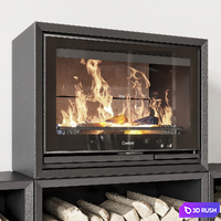 Contura fireplace 3D Model Vray, Corona