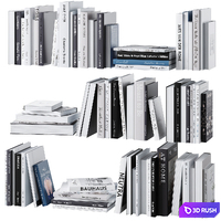 Set of books in gray tones 3D Model Vray, Corona