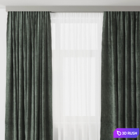 Curtain with rod 003 green curtain HBH 3D Model Vray, Corona