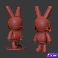 Moonlit space rabbit sculpture 3D Model Vray