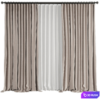 Curtain Set M11 3D Model Vray, Corona